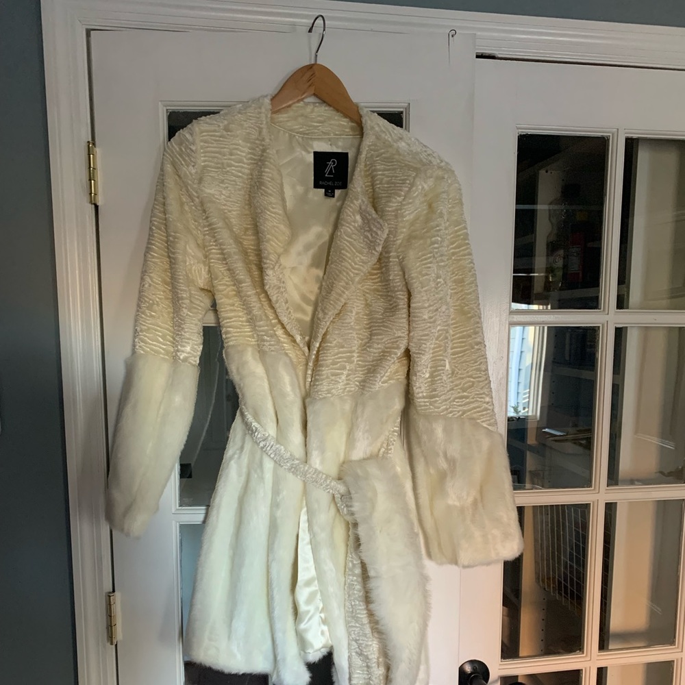 Rachel Zoe faux fur belted jacket
